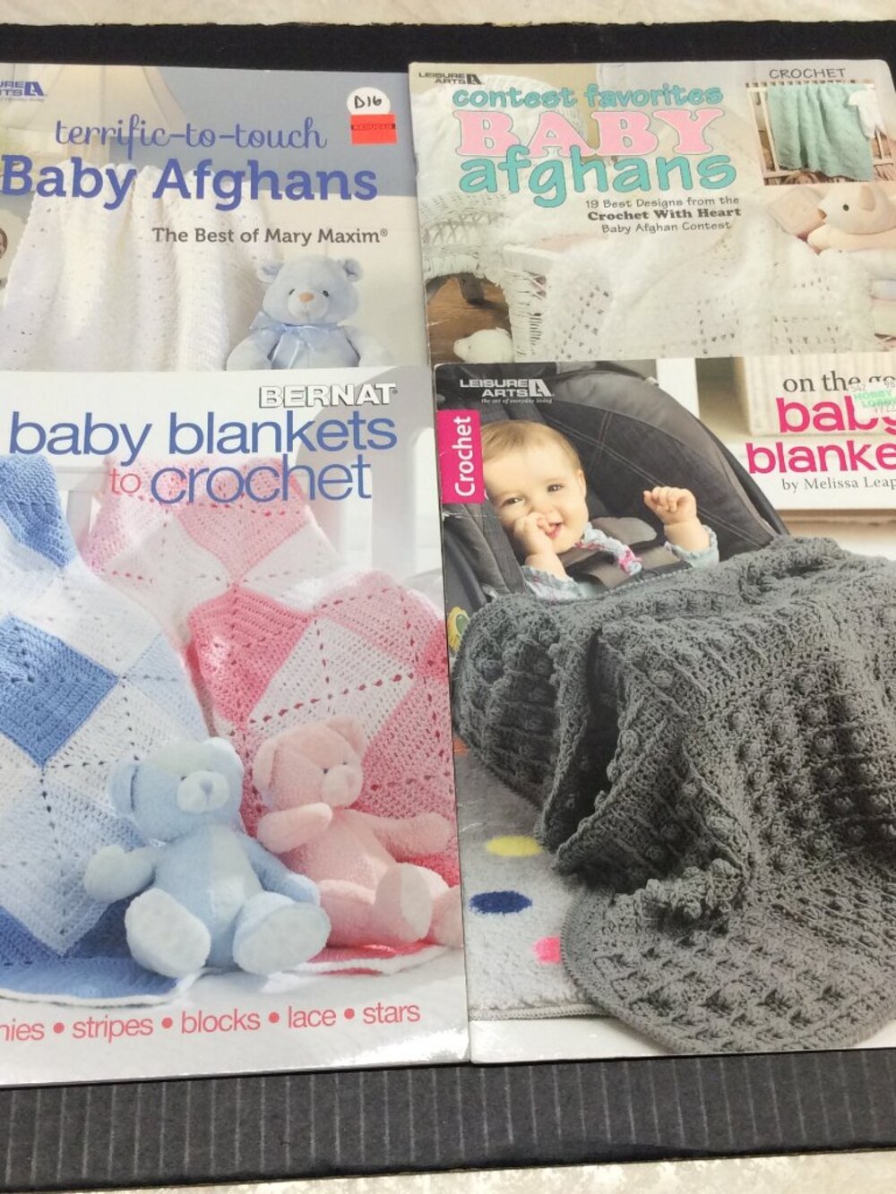 CROCHET Books For Baby Afghans Blankets Bernat Leisure Arts Lot of 4 Books
